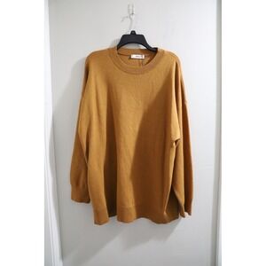MNG Mango Oversized Knit Sweater Crew‎ Neck Long Sleeve Brown XL Extra Large
